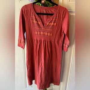 NATURAL REFLECTIONS Dress Tunic Coral Embroidered sz Small